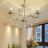 Vintage Metal Chandelier Pendant Light with Crystal Deco - Gold Finish - This is a Vintage Exposed Chandelier Lamp that comes in a Metal 3/6/8 Bulbs Chandelier Pendant Light with Clear Crystal Deco in Gold Finish. It is a b